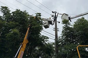 彰化豪雨樹倒意外壓電線！田中近2000戶突停電 台電冒雨搶修
