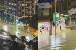 高雄豪雨狂襲！美術館一帶道路變小河 里長PO震撼俯瞰照