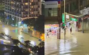 高雄豪雨狂襲！美術館一帶道路變小河 里長PO震撼俯瞰照