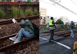台南鐵路地下化！女闖平交道坐軌自拍 網轟：也想地下化嗎？