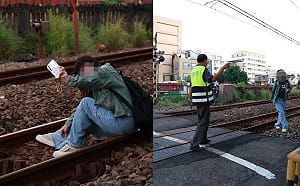 台南鐵路地下化！女闖平交道坐軌自拍 網轟：也想地下化嗎？