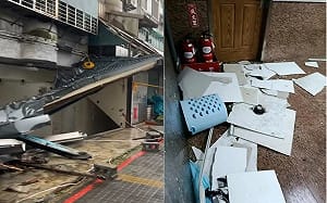 薔琵颱風重創陽明山！文化大學外民宅倒塌 宿舍天花板遭吹落