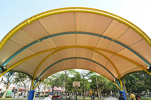 宋屋公園籃球場天幕啟用 鄭文燦盼帶動平鎮發展