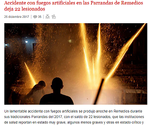 古巴帕蘭達斯節煙火爆炸22傷  6童遭火吻