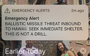 手滑按錯？手機截圖：「彈道飛彈襲向夏威夷」所幸虛驚一場