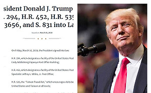 不鳥中國！川普簽了台灣旅行法正式生效