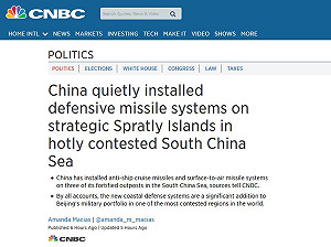 中國在南沙群島部署導彈  美媒：控制南海的重要一步