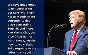 川普證實 金正恩左右手金英哲正前往紐約