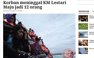 印尼渡輪遇強風浪又翻覆 12死百人受困待援