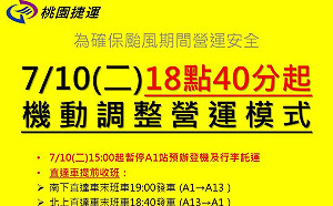 快訊》機捷今15時起暫停北車預報登機及末班車異動