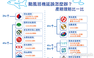 颱風班機延誤怎麼辦？產險理賠比一比(圖)