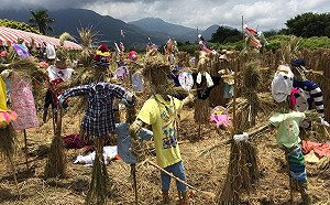 北投割稻趣1300人同樂！關渡平原充滿KUSO稻草人