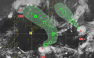 一圖了解輕颱雲雀走向日程！氣象局：雙颱將夾擊這個國家