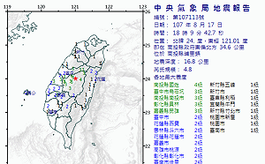 快訊》南投地牛翻身！芮氏規模4.8有感地震