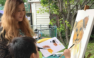 新北狗狗節寫生  旅美藝人畫家張富美現身示範