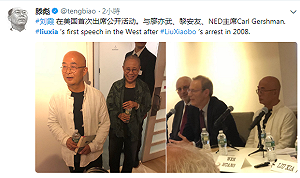 劉霞重獲自由後首度公開露面  笑飛美國領獎