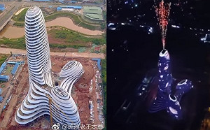 87億大樓被譏像陽具  網友後製煙火特效：難道不像高潮？