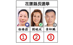 快訊》花蓮縣長候選人號次 國民黨徐榛蔚1號 民進黨劉曉玫2號