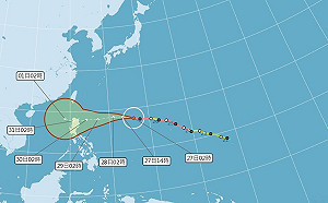 強颱玉兔下周三挾雨襲台  北台灣今晚下探16℃