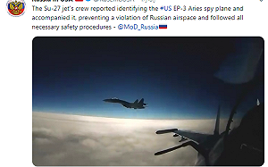 黑海又狹路相逢  俄軍機伴飛美偵察機25分鐘