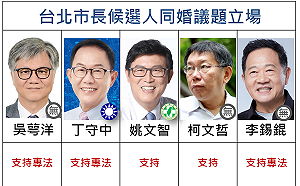 (圖)同婚立場真心話？！ 六都市長候選人超級比一比
