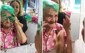 (影)80年來第一次！巴西奶奶「頭上綠綠的」 照鏡開心尖叫