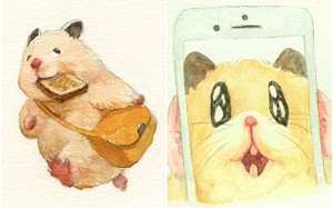 日本手繪療育系倉鼠萌萌的　倉鼠日常也會用SNOW自拍！