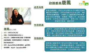 人物》入選全球百大思想家 唐鳳經歷特殊成焦點