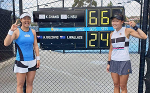 網球／女雙張凱貞徐竫雯輕鬆拍落對手　倫瑟斯頓冠軍到手(影)