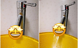 水龍頭太短不方便...　 4歲兒祭出妙招一秒解決