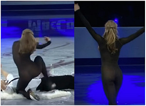 影／俄溜冰女「貼身透膚衣」太性感　網友嚇：三點全露？