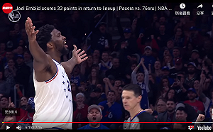 NBA／76人恩比徳回歸砍33分　高喊：我回來了！(影)