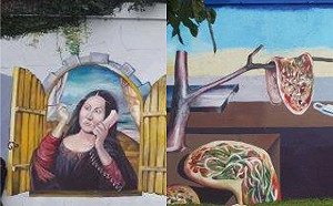 大漢溪賞畫！河濱公園搞KUSO　蒙娜麗莎畫眉、軟鐘變比薩