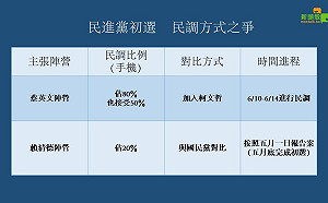 民進黨總統初選爭議 蔡、賴陣營各在堅持甚麼? (圖)