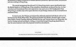 美跨黨派議員致信林鄭月娥  要求停修逃犯條例