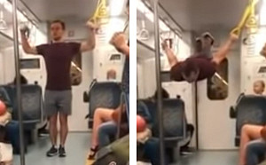影／不懂台灣國情？老外把火車當體育館　邊跳舞邊做體操