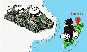 莫忘六四！駐慕尼黑辦事處再貼坦克貓熊炮口指民主黑熊創意圖 