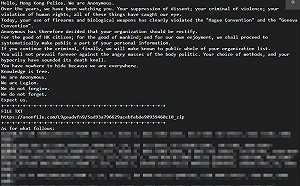 批港警侵人權  國際駭客公布逾600警個資
