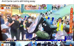 （影）快訊》港沙田遊行濺血 港警清場與示威者混戰