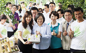 蔡英文和黃偉哲行銷文旦 企業當場認購5千箱