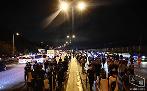 反送中機場壓力測試 示威者徒步6小時回港島