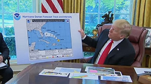 (影) 超糗！川普簡報颶風多利安路徑 路線圖卻劃錯重點