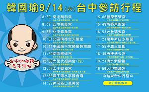 禿子來了！  韓國瑜9月14台中連跑18宮廟