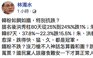 鋼鐵韓粉特別抗跌？ 林濁水：韓民調跌得快、猛、久！