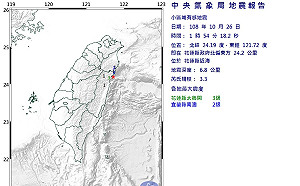 深夜連2震!規模分別為3.3、3.6 最大震度花蓮3級