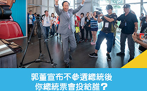 「郭董不選後你會投給誰？」 44%支持小英  僅2%挺韓國瑜