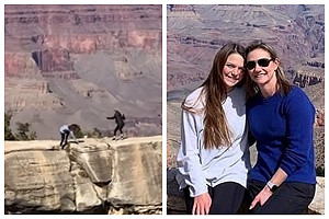 影／生死一瞬間！20歲大學妹幫母拍照　差一步險摔大峽谷