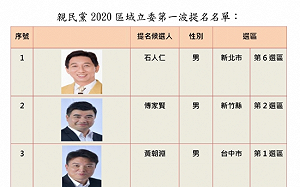 親民黨公布首波7區域立委提名 前秘書長之女出戰許智傑