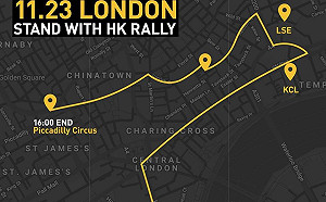 聲援香港  倫敦逾千人上街遊行響應