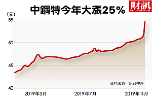 財訊》中鋼股一年大漲25% 大戶瘋搶特別股？